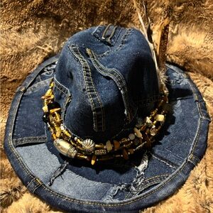 Denim Beaded Cowboy Hat